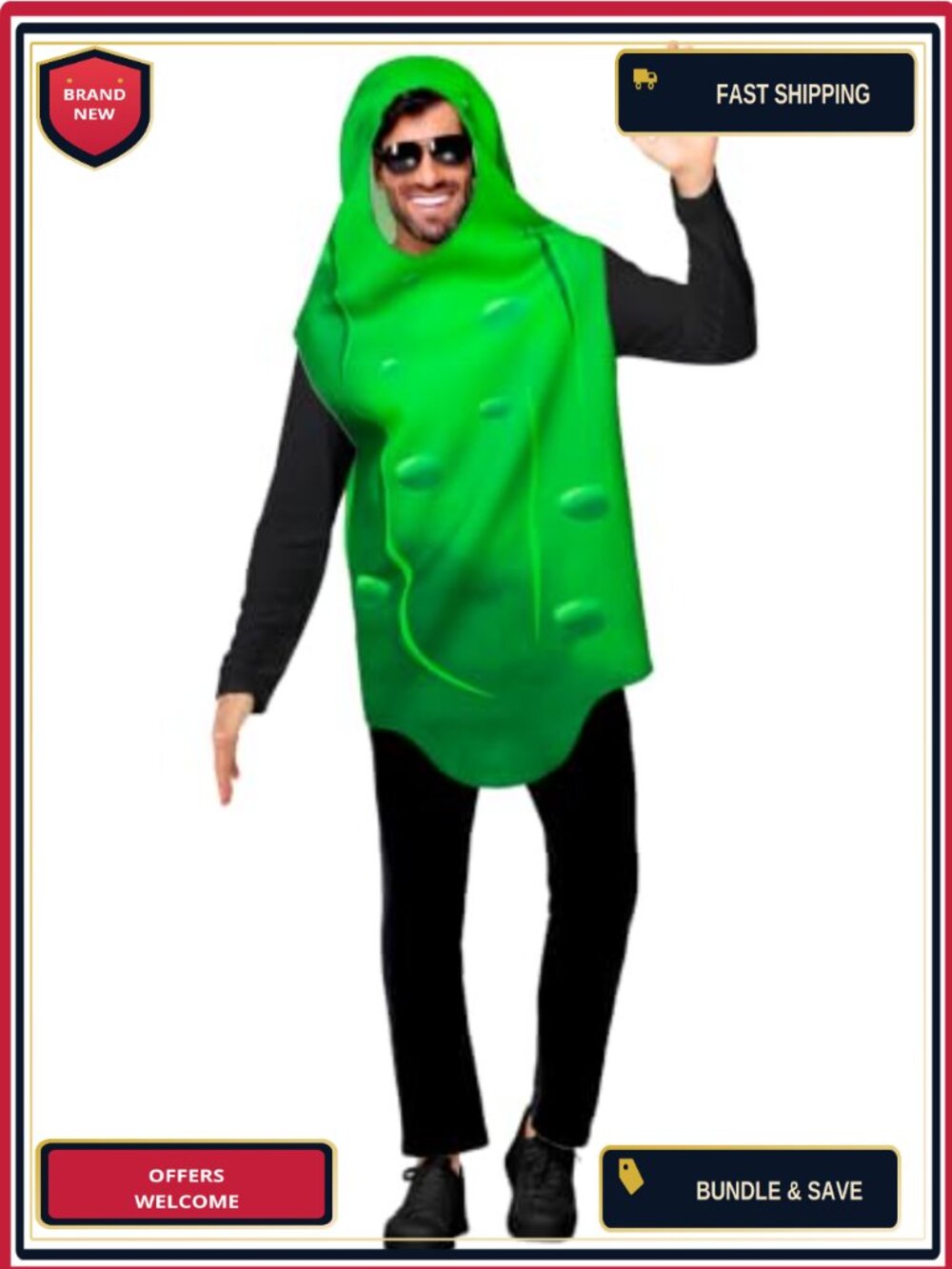Adult Pickle Halloween Costume One Size Polyester Spandex Food Cosplay